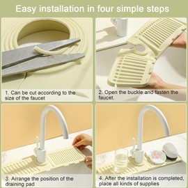 Silicone Faucet Mat for Kitchen Sink, 17inch Kitchen Sink Splash Guard, Silicone Faucet Guard & Draining Mat, Bathroom Sink Organizer, Accessories Gadgets for Kitchen Sink Area