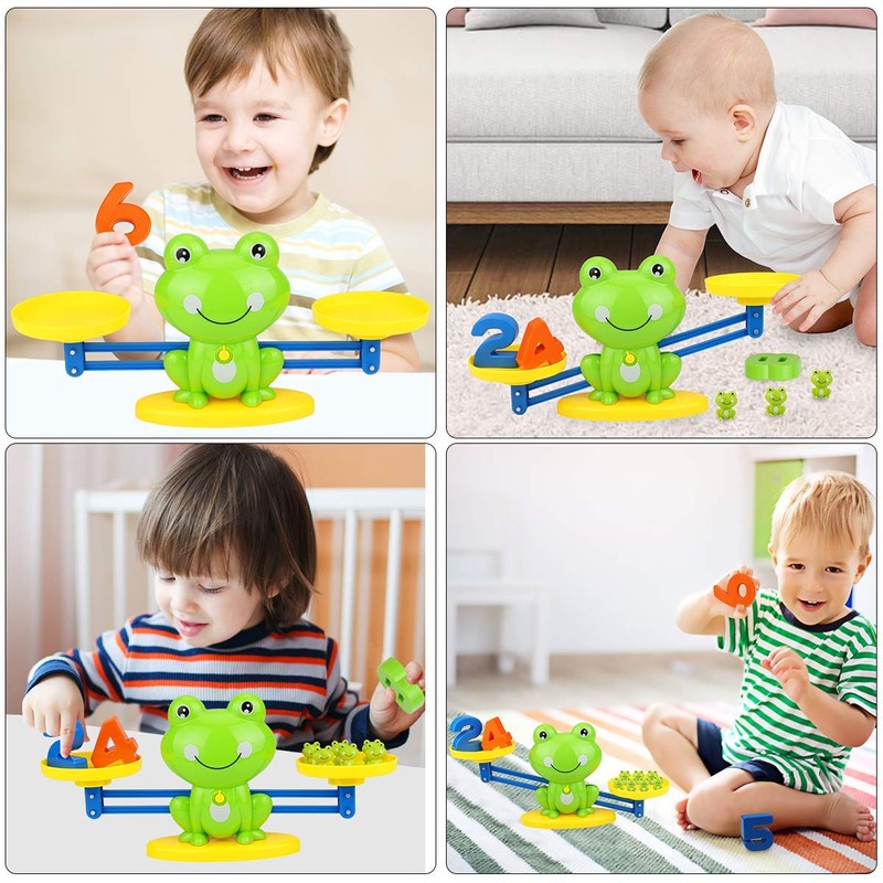 HOWADE Frog Balance Math Game,Frog Weighing Scale Montessori Educational Stem