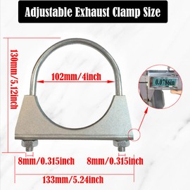 YONYONICE 4 Inch Heavy Duty 304 Stainless Steel U Bolt Exhaust Clamp for 4" OD Exhaust Tail Pipe Diameter-Corrosion Resistant Muffler Pipe Hanger Clamp,Marine pipe clamps.(1PCS)