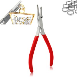 OdontoMed2011 Jeweler Split Ring Pliers Beading Arts & Crafts Hobby Crafting Jewelry Tool, Red Handle