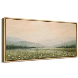 SIGNFORD Extra Large Framed Canvas Print Wall Art Tranquil Lake Serene Landscape Illustrations Modern Art Calm Warm for Living Room, Bedroom, Office - 60"x30"
