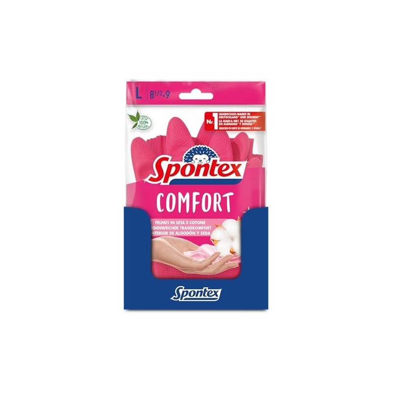 Spontex Comfort Household Gloves for Optimal Protection and Comfort, Size