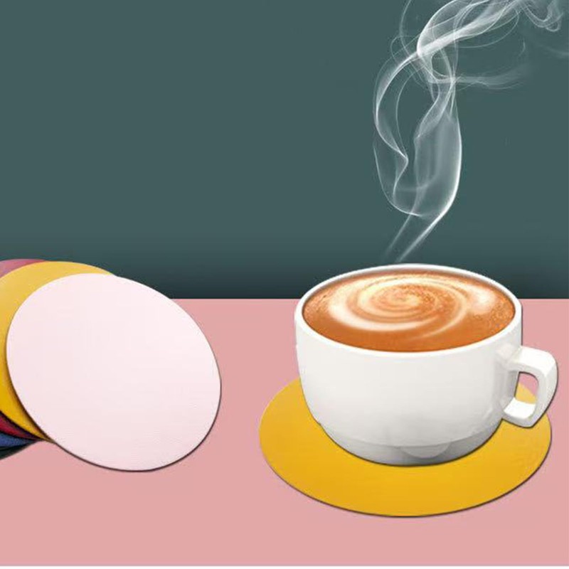 8pcs Pink Round Leather Drinking Coasters 10CM,PU Leather Cup Mats