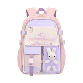 AIKEI Girls Backpacks for Kids Cute Bunny Kids Backpack Elementary School Kids School Bags Kindergarten Preschool Bookbag Pink, L