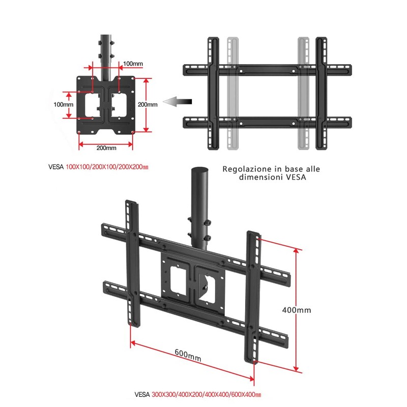 Ceiling TV Mount Bracket, Fits 32"-65" Flat Screen TVs, Adjustable