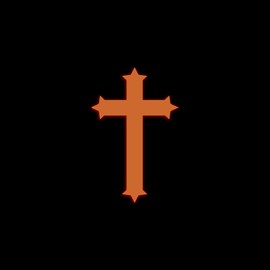 Pointed Cross Symbol Religious Christianity Jesus Style 5 Glow in The Dark Sticker Decal for Phone Tablet Laptop Car Truck Window | 2" Sticker | Orange