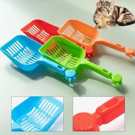 Juroicessry Green Cat Litter Scoop Kitty Poop Sifting Deep Shovel Tray with Handle Non-Slip Solid Colors Pet Poop Scoop Cleaning Tools Litter Box Litter Scooper for Cats Dogs Cat Litter Scoops