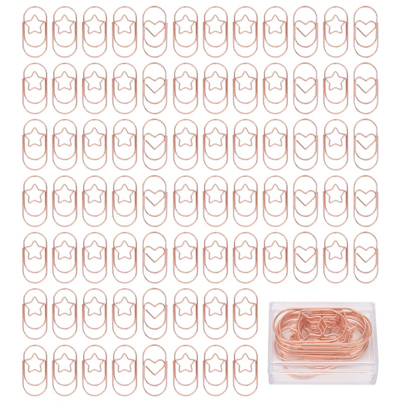 100pcs Rose Gold Star Paper Clips Slip Resistance Rust Prevention
