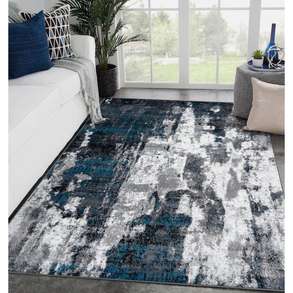 LUXE WEAVERS Victoria Abstract Turquoise 5x7 Area Rug 9084