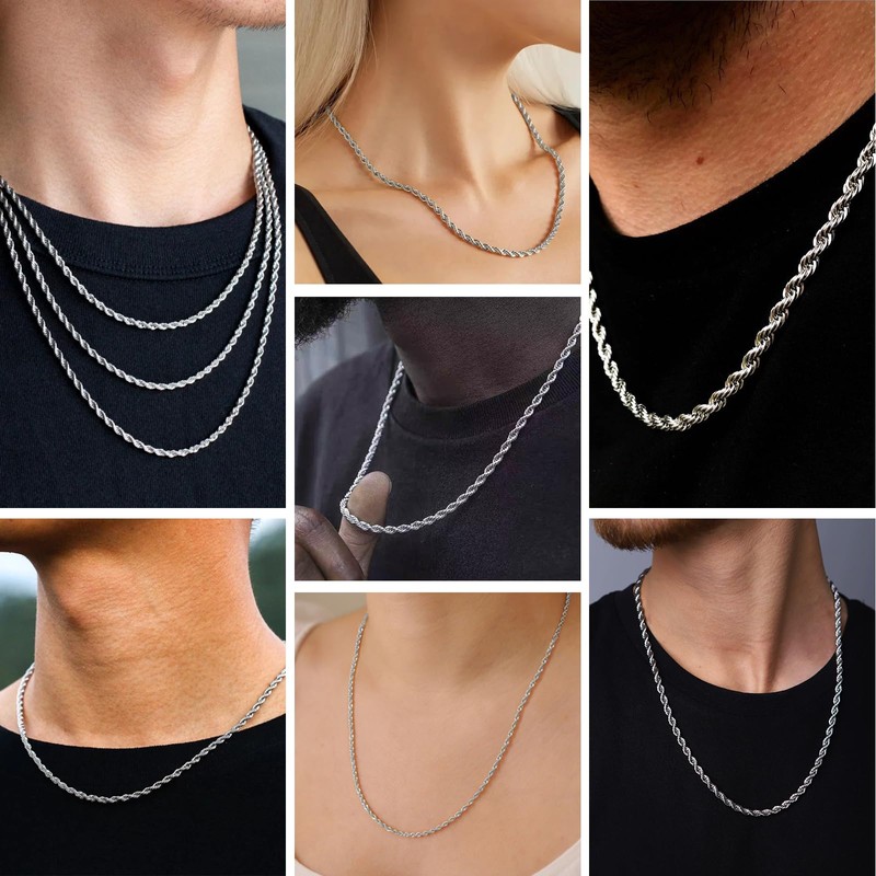 [33FT] Stainless Steel Rope Chain, 4mm Width 304 Stainless Steel