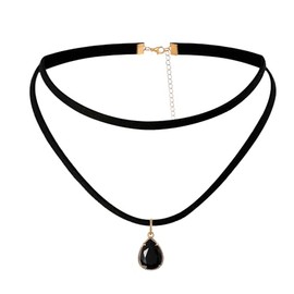 JJDreams Black Velvet Choker Teardrop Choker Layered Necklace Goth Punk Faux Velvet Retro Necklace