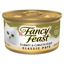 Purina Fancy Feast Pate Turkey and Giblets Feast Classic Grain Free Wet Cat Food Pate - (Pack of 24) 3 oz. Cans