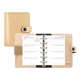 Filofax The Original Organizer, Pocket Size, Patent Nude - Leather, Six Rings, Week-to-View Calendar Diary, Multilingual, 2025 (C026085-25)