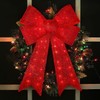 JUSTPRO 24" 40 LED Lighted Red Sparkly Bow Christmas Decoration