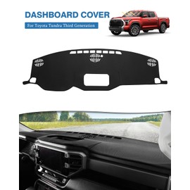 FIILINES Dash Cover for 2022-2025 Toyota Tundra, Dashboard Cover Mat for Tundra Accessories Sunshade Nonslip Mesh Protector No Glare Black