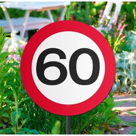 Creative 05035 Traffic Sign-60 Years-Ø 26 cm Garden Decoration, red/White
