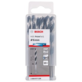 Bosch Professional HSS PointTeQ Twist Drill Bits (for Metal, 6 x 57 x 93 mm, Drill Driver Accessory), Pack of 10
