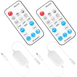 2-Pack RF Remote Dimmer for Single Color LED Strip Lights,PAUTIX 18-Key Wireless Remote and in-line Controller DC 5-24V Switch Memory Function