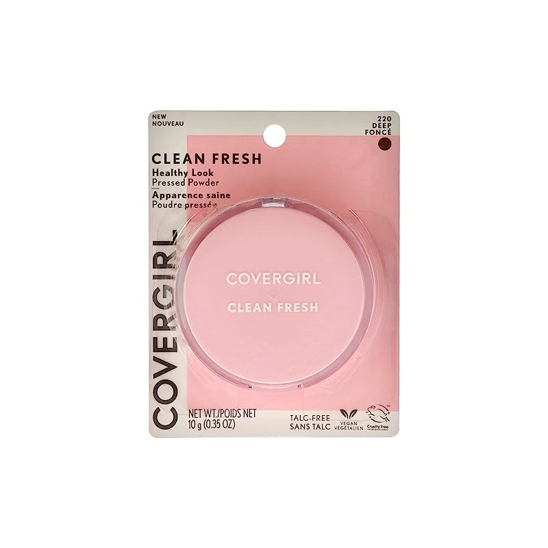 COVERGIRL Clean Fresh Pressed Powder, Deep, 0.35 Ounce, 220 Deep