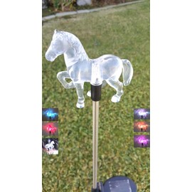Affordable Outdoor Garden Set of 2 Pieces Solar Powered Garden Yard Stake (Color Change abilities) LED Light (Horse)…