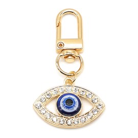Jasimkiss Evil Eye Keychain Car Key Ring Bag Purse Good Luck Amulet protection Charm Keychain for Women Men (C)