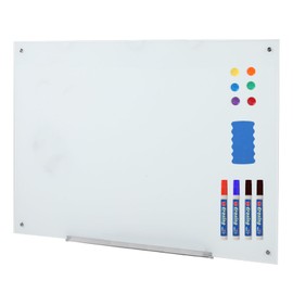 Garvee 18x24 Inch Glass Dry Erase Board - Frameless Magnetic Glass Whiteboard Wall Mounted, Large Tempered Glass Writing Surface for Office, Home School & Conference Room