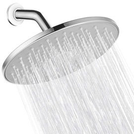 Waterfall Showerhead VMASSTONE High Pressure Showerhead - Tool Free Installation- with Large Spray Surfaces and 200 Nozzles for Delicate and Unstimulate Shower Experience (EM-001 Chrome/Light Grey)