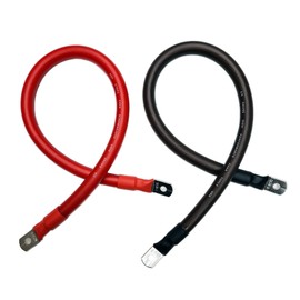 2/0 AWG Gauge Red OR Black Battery Inverter Cables Solar, RV, Car, Boat ,Made in The USA by PAKA Tools (4 FEET,Both END 3/8, RED)