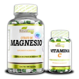 Citrato Magnesio Natural Green 500mg 100 Cápsulas Veganas Gluten