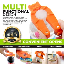 BRENIUM 2-pack Multifunctional Bottle and Can Opener, Plastic Water Bottles, Twist-Off, Pull Tab Soup, for Weak Hands, Seniors, Elderly, Rheumatoid Arthritis, Botle Gripper, Ergonomic Lid Seal Remover