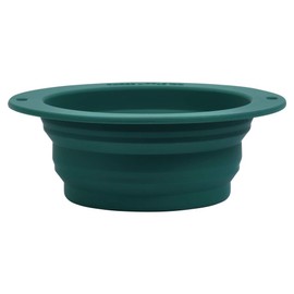 Silicone Collapsible Dog Travel Bowl or Kids Toddler Bowl For Eating on-the-go or at home - Dishwasher and Microwave Safe & Non Toxic (Forest Green)
