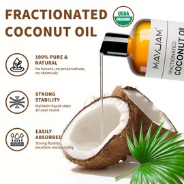 MAYJAM Pure Fractionated Coconut Oil 100% Natural Coconut Oil for USDA Organic Massage Moisturizing Cold Pressure Diluted Essential Oils for Face, Skin and Hair 16 fl oz