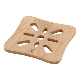 Fuji Boeki Trivet, Length 6.7 x Width 6.7 x Thickness 0.4 inches (17 x 17 x 1 cm), Natural Square, Natural Wood, Wooden Pot Mat, Pot Mat, Bonheur 22645