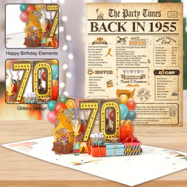 OLOSONG 70th Birthday Card for Men Women, Funny 3D Pop Up 70th Birthday Gifts for Grandma Mom Dad, Back In 1955 Happy 70 Year Old Birthday Decorations Cards for Her Him, Classy Vintage