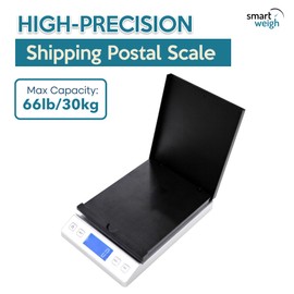 Smart Weigh Digital Shipping Scale 66LB x 0.1oz Hold and Tare Function Accurate Postal Scale for Packages Includes Batteries and AC Adapter Reliable for Mail and Shipping