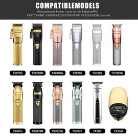 Replacement for BaByliss Trimmer Charger Compatible with BaBylissPRO Replacement Power Cords for All FX870, FX820, FX788, and FX787 Clipper Trimmers Charger Cord