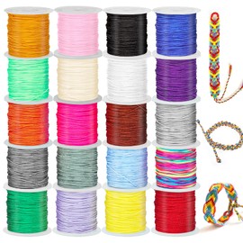 Glarks 20 Rolls Nylon String for Bracelets, 440 Yards Chinese Knotting Cord Beading Thread Kumihimo Macrame Nylon Cord Wind Chime Blinds String for Jewelry Making Necklaces Friendship Bracelets
