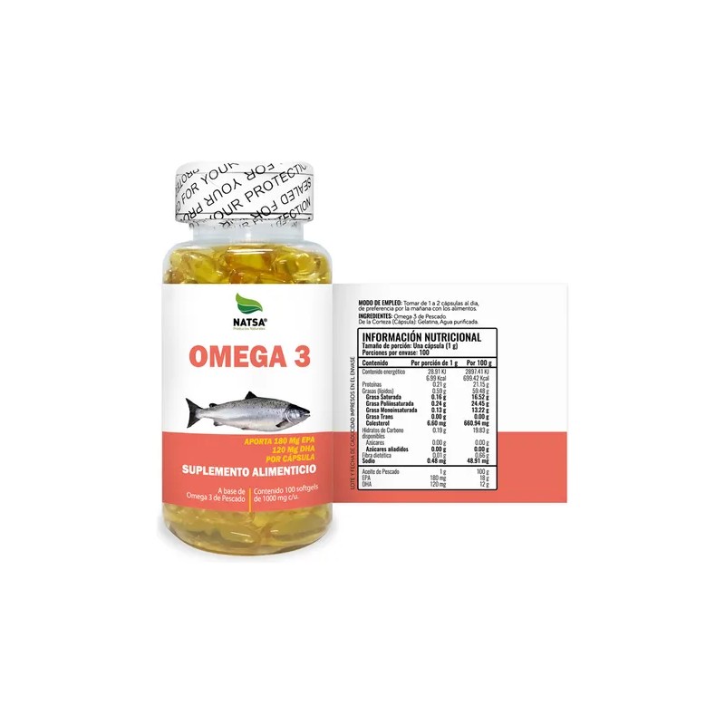 Omega 3, Aceite De Pescado, 100 Cápsulas, Calidad Premium Sabor