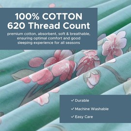 Essina Duvet Cover Set – 3 Pcs King Duvet Cover Set – King Duvet Cover and 2 Pillow Shams – 620 Thread Count – Soft Cotton Duvet Cover King Size – Luxurious Cotton Comforter Cover – Sakura