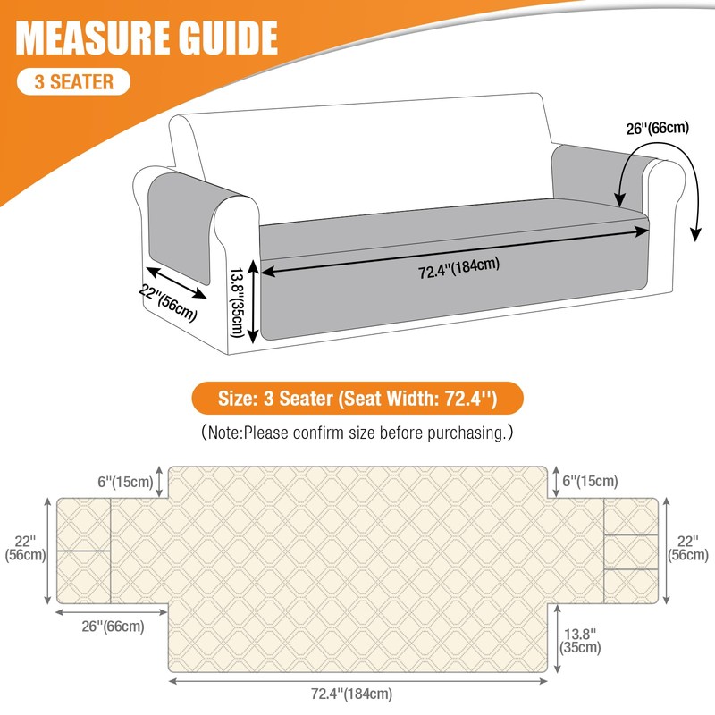 VANSOFY Couch Cover, Waterproof Sofa Covers Washable Slipcover Furniture Protector