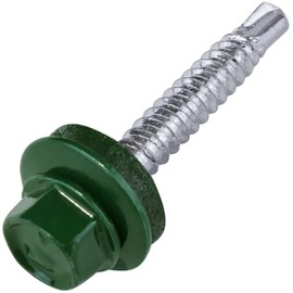 AERZETIX - C57180 - Set of 50 Self-Drilling Screws Diameter 4.8 x 35 mm + EPDM Sealing Washer - Painted in Moss Green RAL 6005 - Headprint 8 mm Hexagonal - Made of Steel