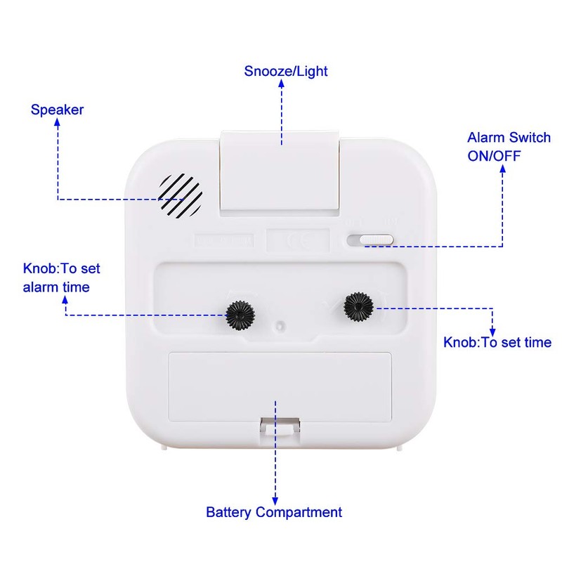 Tinload Small Battery Operated Analog Travel Alarm Clock Silent Non