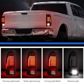 LED Tail Lights Assembly Fit for Ford F150 1997-2004, for F250 Light Duty 1997-1999, for F250/F350/F450/F550 Super Duty 1999-2007 (Fits Styleside/Fleetside Models ONLY), Smoke Lens, Smoke Lens