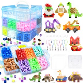 Fuse Beads Kit for Kids-12 Colors 10mm Bead Craft Set with Storage Box, Pegboard, Ironing Paper and Accessories, DIY Craft Kits, Arts and Crafts Set Toys Gifts for Girls & Boys Birthday Christmas