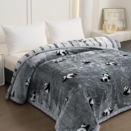 LGYKUMEG Heavy Korean Mink Blanket 71"X87", Fleece Plush Blanket for Winter, Silky Soft and Warm, 2 Ply Reversible Raschel Bed Blankets