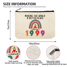 25th Birthday Gifts for Her Makeup Bags, 1999 Happy 25th Birthday Decorations for Women Her, 25 Year Old Birthday Gifts Ideas for Daughter, Sister, BFF, Female, Teenage Girls, Cosmetic Travel Pouch