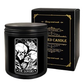 QGFM Gothic Couple Candle,Gothic Valentines Skeleton Gifts for Women Men,Tarot Scented Candle,Couples Gifts for Husband and Wife,Valentine Scented Candle Decorations for Home