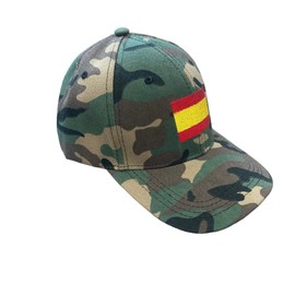 Spain Military Camouflage 6 Panels Cap with Embroidered Ventilation Holes and Adjustable Closure Baseball Cap for Hunting Fishing Military Camouflage, camouflage