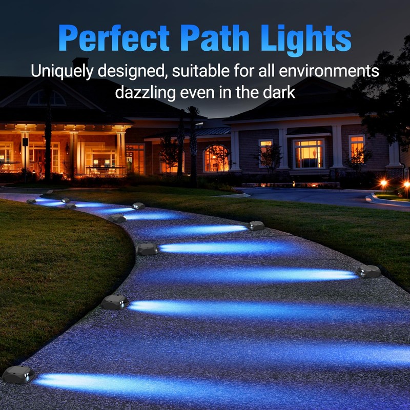 Quntis 6-Pack Solar Deck Lights, IP65 Waterproof Solar Pathway Lights,