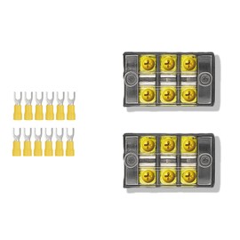 Terminal Block 2 Wrapped 3 Circuits 30A 450v Double-Row Screw terminals and 12 Pieces Connectors